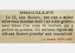 Bagarre et crime aux Rosiers en 1897 - La Seudre, 18 juillet 1897. Cette seconde affaire n'est-elle pas la suite de la première ? / Visuel : D.R.