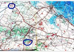Carte des sites archéologiques (représentés par les points rouges) découverts par Jacques Dassié sur Breuillet. Les 2 sites cerclés de bleu sont ceux que vous pouvez découvrir sur les photos suivantes. / Visuel : D.R.