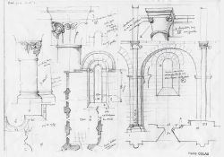 Croquis de l'église de Breuillet par Pierre Colas - 01 / Visuel : D.R.