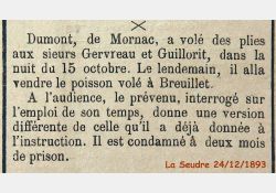 Délits - La Seudre, 24 décembre 1893 / Visuel : D.R.