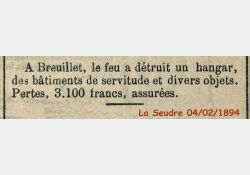 La Seudre, 4 février 1894 - Incendie à Breuillet / Visuel : D.R.
