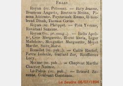La Seudre, 8 juillet 1894 - Résultats cantonnaux au Certificat d'études primaires de 1894, canton de Royan - 02 / Visuel : D.R.