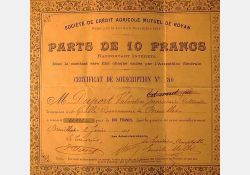 Parts sociales, Crédit Agricole, 1901 / Visuel : D.R.